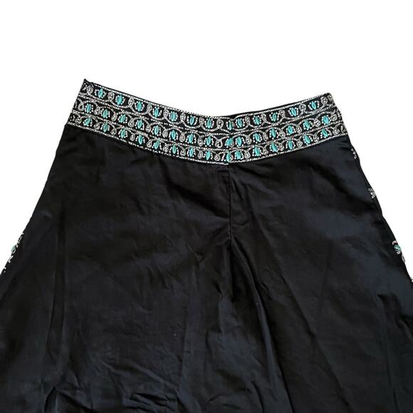 Basil & Maude Vintage Women’s High Waisted Turquoise Beaded Black A Line Skirt - Picture 6 of 10